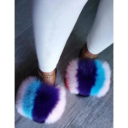 Sandales En Fourrure Pour Femmes, Chaussures De Luxe, Antidérapantes,té