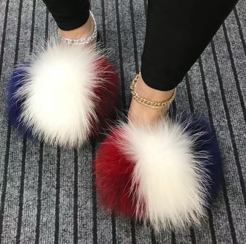 Sandales En Fourrure Pour Femmes, Chaussures De Luxe, Antid...