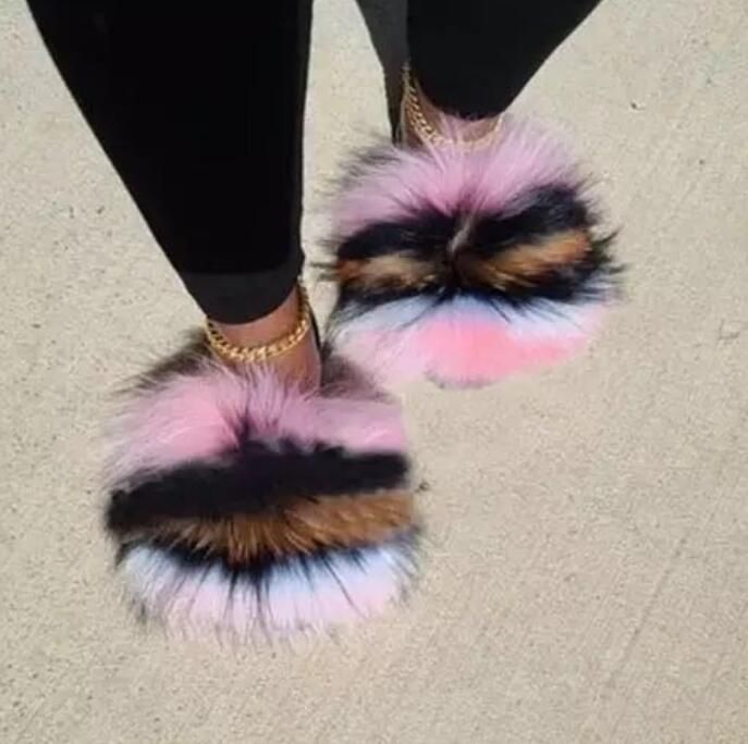 Sandales En Fourrure Pour Femmes, Chaussures De Luxe, Antid...