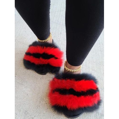 Sandales En Fourrure Pour Femmes, Chaussures De Luxe, Antidérapantes,té