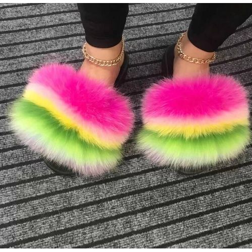 Sandales En Fourrure Pour Femmes, Chaussures De Luxe, Antidérapantes,té