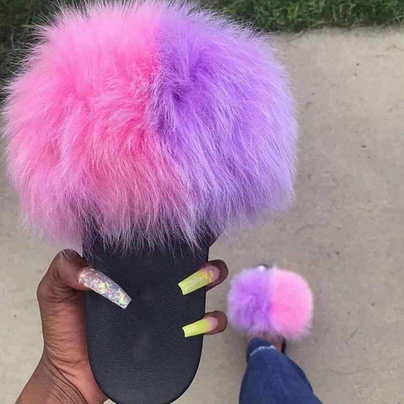Sandales En Fourrure Pour Femmes, Chaussures De Luxe, Antid...