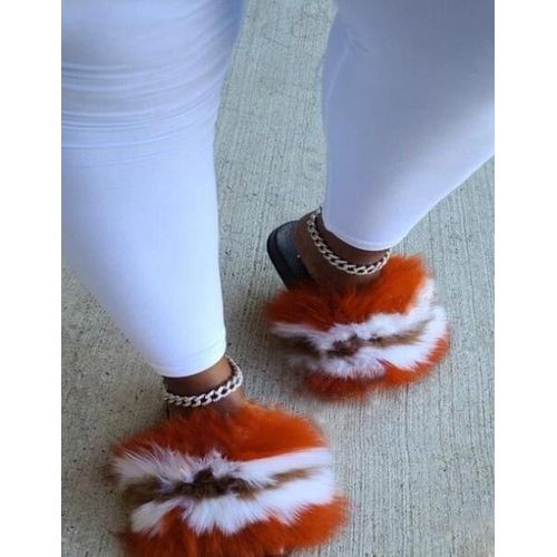 Sandales En Fourrure Pour Femmes, Chaussures De Luxe, Antidérapantes,té