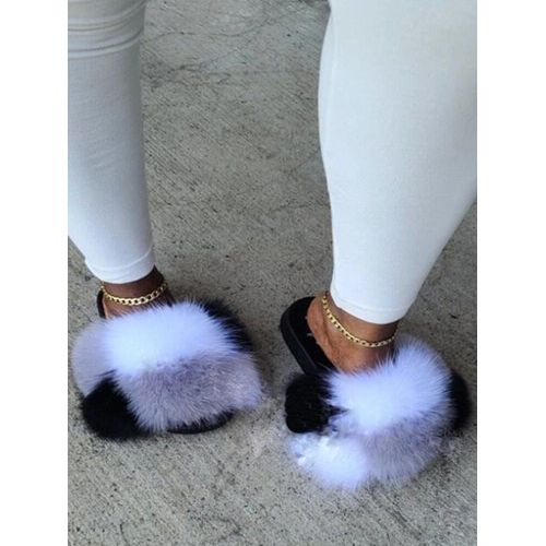 Sandales En Fourrure Pour Femmes, Chaussures De Luxe, Antidérapantes,té