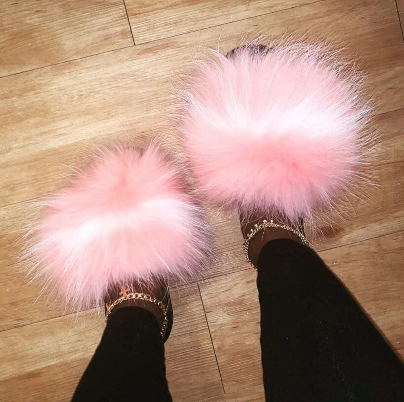 Sandales En Fourrure Pour Femmes, Chaussures De Luxe, Antid...