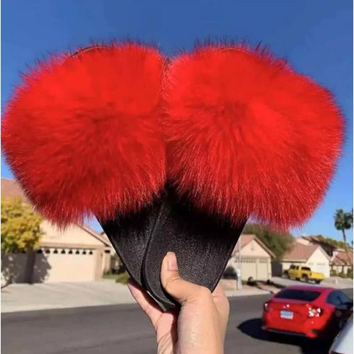 Sandales En Fourrure Pour Femmes, Chaussures De Luxe, Antidérapantes,té