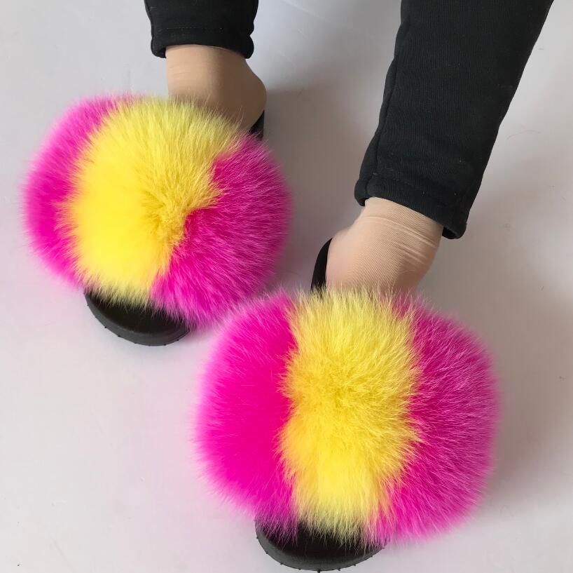 Sandales En Fourrure Pour Femmes, Chaussures De Luxe, Antid...