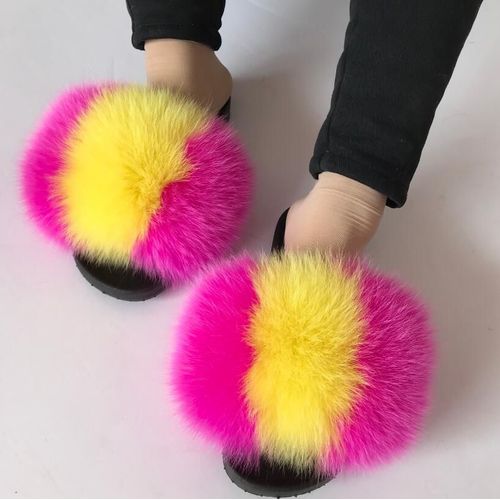 Sandales En Fourrure Pour Femmes, Chaussures De Luxe, Antidérapantes,té