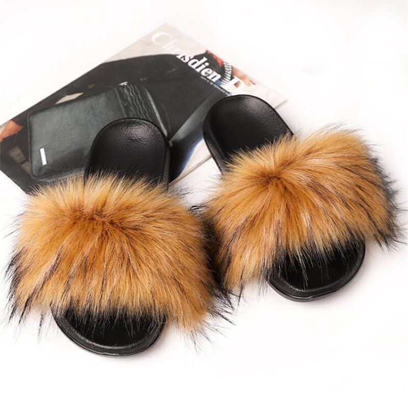 Sandales En Fourrure Pour Femmes, Chaussures De Luxe, Antid... - 3