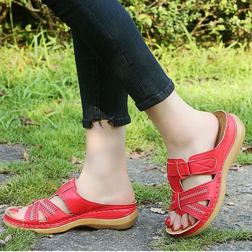 Sandales Orthopédiques Pour Femmes, Pantoufles Correctrices, Sandales De Marche Bout Ouvert, Chaussures Vintage Talons Bas, Chaussures Plateforme