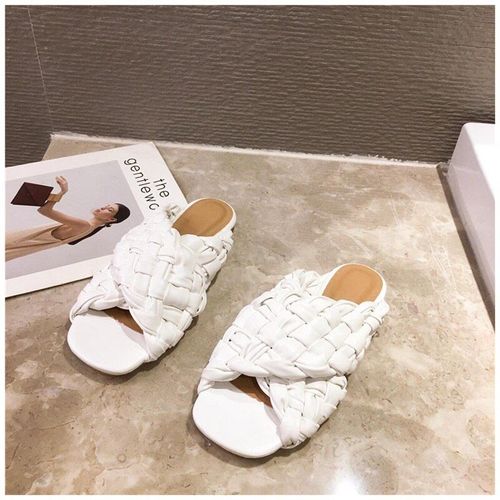 Sandales Tissées Pour Femmes, Chaussures De Marque Bout Ouvert Bas, Plates Et Décontractées, Tongs De Plage