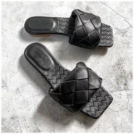 Sandales Tressées En Cuir Pour Femmes, Nouvelle Marque De Pantoufles, Bout Ouvert, Plates, Décontractées, Tongs De Plage En Plein Air,té,