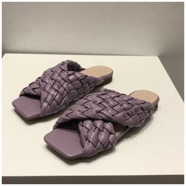 Sandales Tressées En Cuir Pour Femmes, Nouvelle Marque De Pantoufles, Bout Ouvert, Plates, Décontractées, Tongs De Plage En Plein Air,té,