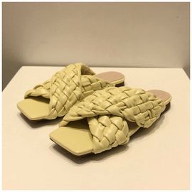 Sandales Tressées En Cuir Pour Femmes, Nouvelle Marque De Pantoufles, Bout Ouvert, Plates, Décontractées, Tongs De Plage En Plein Air,té,