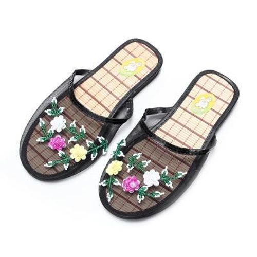 Tongs Paillettes Et Fleurs Pour Femmes, Pantoufles D'intérieur En Maille Respirante, Chaussures De Maison La Mode,té
