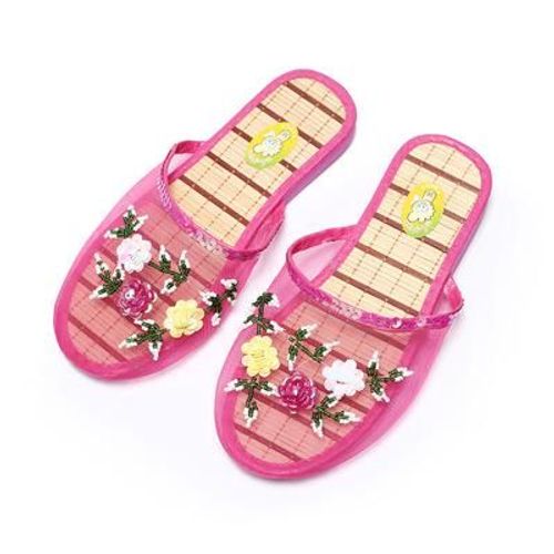 Tongs Paillettes Et Fleurs Pour Femmes, Pantoufles D'intérieur En Maille Respirante, Chaussures De Maison La Mode,té