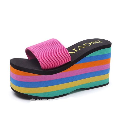 Tongs Talons Hauts Pour Femmes, Sandales De Plage, Pantoufles La Mode, Mules