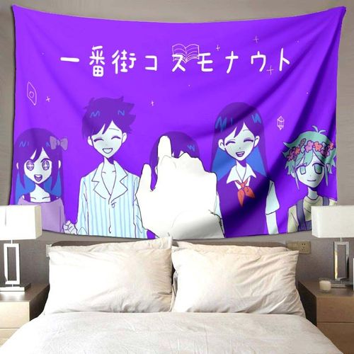Omori-Tapisserie De Jeu Animée Pour Chambre À Coucherpsychédéliquecolorécomiquemurconflicart