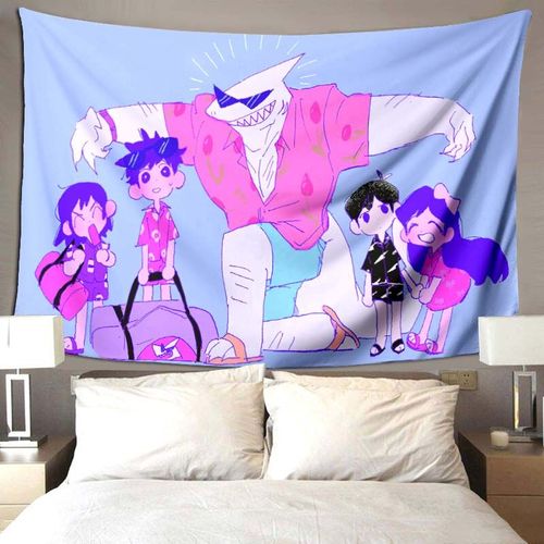 Omori-Tapisserie De Jeu Animée Pour Chambre À Coucherpsychédéliquecolorécomiquemurconflicart