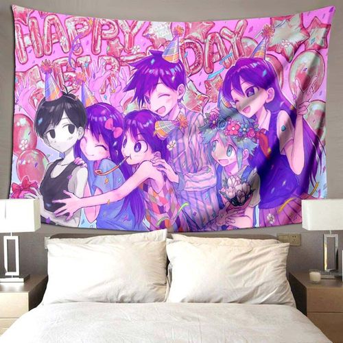 Omori-Tapisserie De Jeu Animée Pour Chambre À Coucherpsychédéliquecolorécomiquemurconflicart