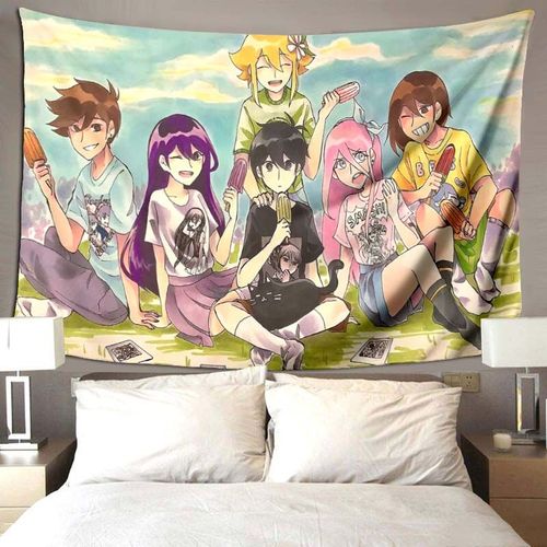Omori-Tapisserie De Jeu Animée Pour Chambre À Coucherpsychédéliquecolorécomiquemurconflicart