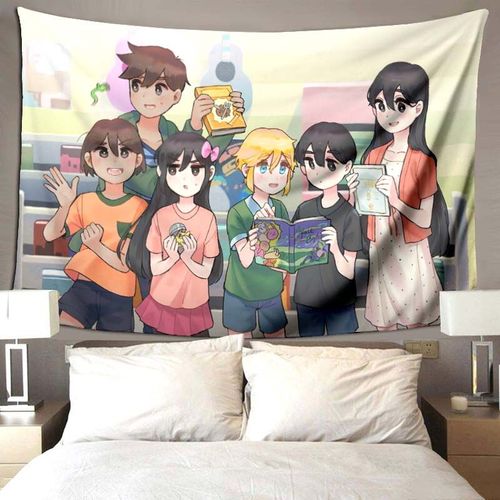 Omori-Tapisserie De Jeu Animée Pour Chambre À Coucherpsychédéliquecolorécomiquemurconflicart