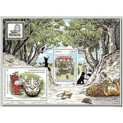 France 2021, Très Beau Bloc Feuillet Neuf** Luxe Yvert 5509, 400ème Anniversaire De La Naissance De La Fontaine, Timbres 5509 La Boeuf Et La Grenouille Et 5510 Maison De La Fontaine.