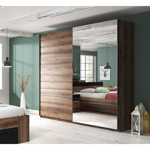 Armoire Design 2 Portes 200cm Couleur Chêne Foncé. Collection Eos