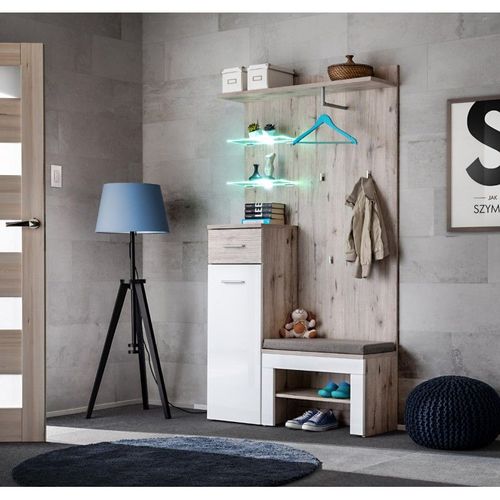 Meuble D'entrée Design Pour Votre Entrée Collection Onyx 1coloris Chêne Et Blanc