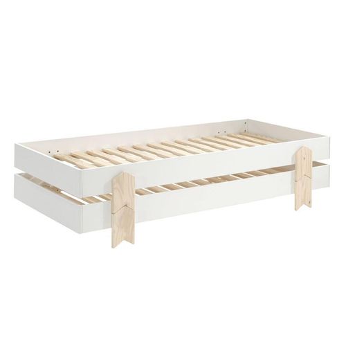 Lit Enfant En Bois "Modulo Arrow Ii" 90x200cm Blanc
