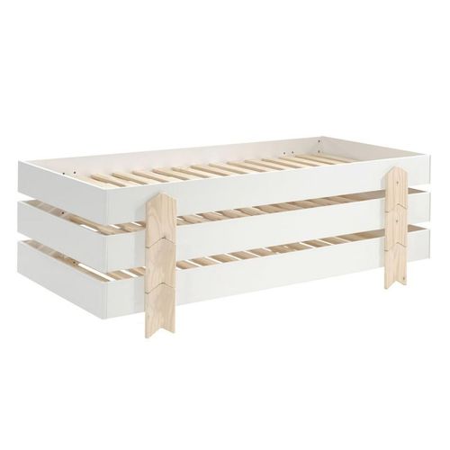 Lit Enfant En Bois "Modulo Arrow Iii" 90x200cm Blanc
