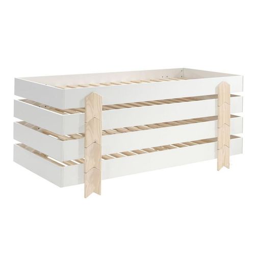 Lit Enfant En Bois "Modulo Arrow Iv" 90x200cm Blanc