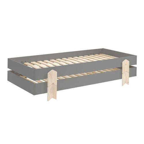 Lit Enfant En Bois "Modulo Arrow Ii" 90x200cm Gris