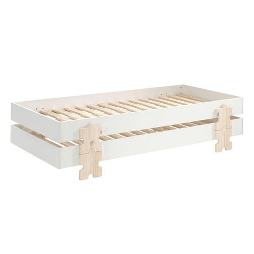 Lit Enfant En Bois "Modulo Puzzle Ii" 90x200cm Blanc