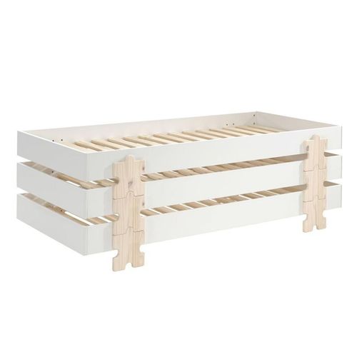 Paris Prix - Lit Enfant En Bois "Modulo Puzzle Iii" 90x200cm Blanc