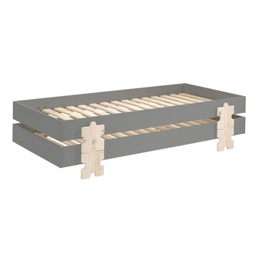 Lit Enfant En Bois "Modulo Puzzle Ii" 90x200cm Gris