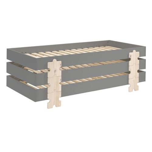 Lit Enfant En Bois "Modulo Puzzle Iii" 90x200cm Gris