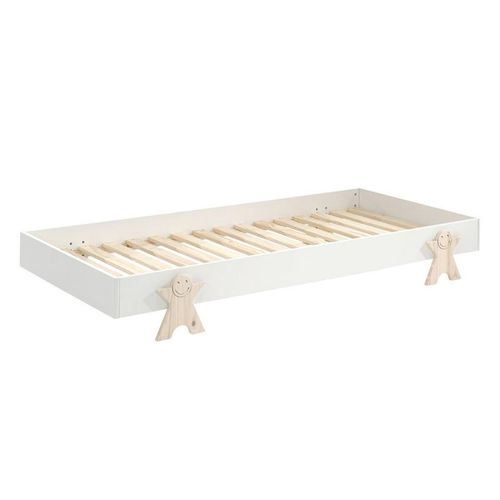 Lit Enfant En Bois "Modulo Smiley" 90x200cm Blanc