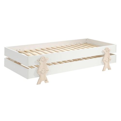 Lit Enfant En Bois "Modulo Smiley Ii" 90x200cm Blanc