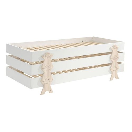 Lit Enfant En Bois "Modulo Smiley Iii" 90x200cm Blanc