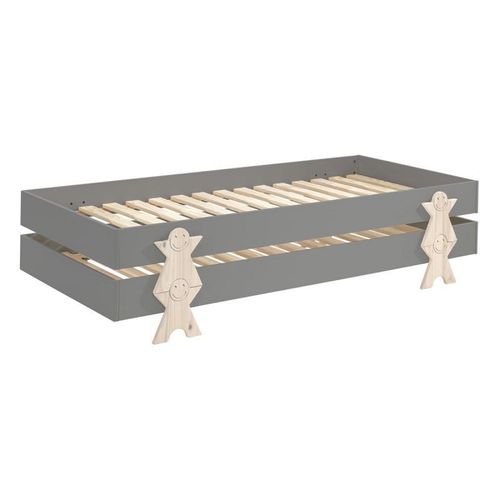 Lit Enfant En Bois "Modulo Smiley Ii" 90x200cm Gris