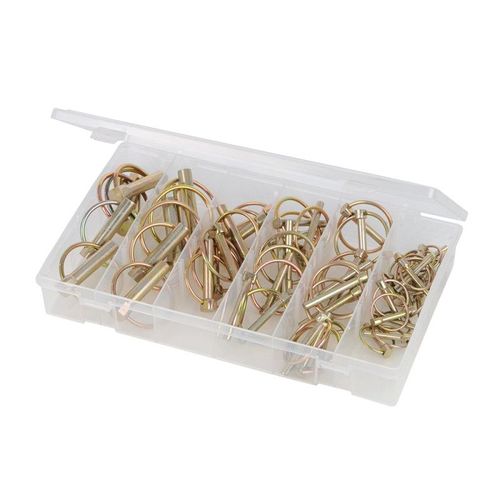 COFFRET DE 50 GOUPILLES CLIPS D'ATTELAGE AGRICOLE ASSORTIES DE 4,5 à 10 MM