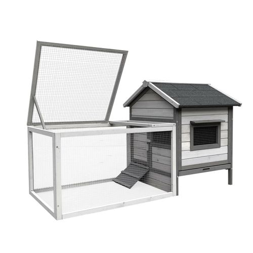 Clapier À Lapin Avec Maison De Rongeur Et Roue Libre 146 Cm Gris Clair Helloshop26 16_0002237