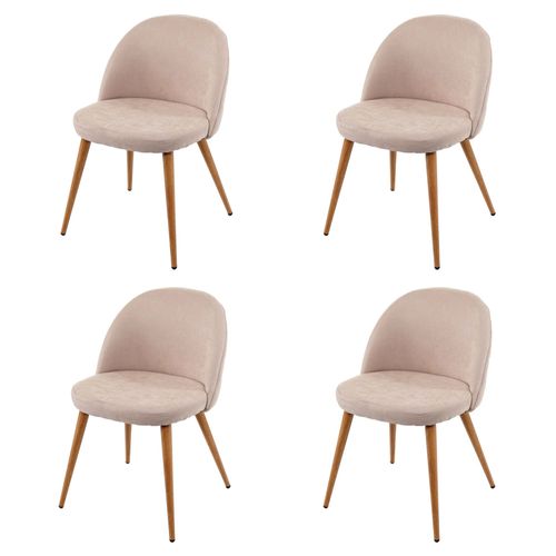 4x Chaise De Salle À Manger Hwc-D53, Fauteuil, Style Rétro Années 50, En Tissu   Beige