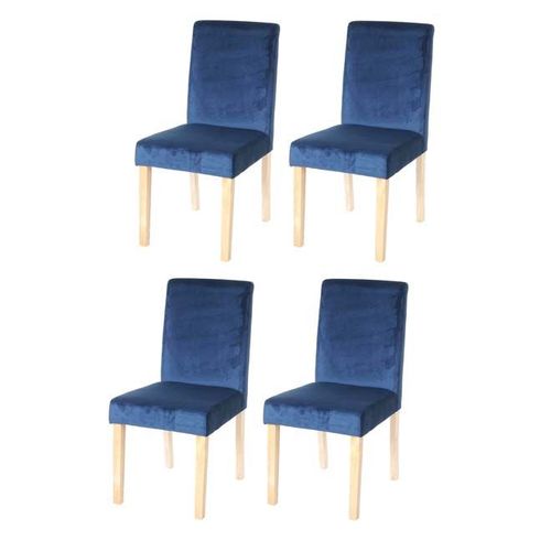 Lot De 4 Chaises De Salle À Manger Littau, Velours   Pétrole, Pieds Clairs