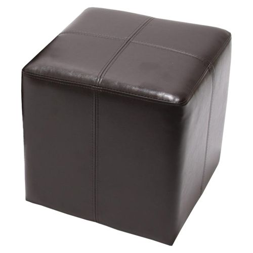 Pouf Dé, Tabouret Onex, Cuir, 36x36x36cm, Marron
