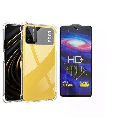 Coque Xiaomi Poco M3 + 1 Verre Trempé Vitre De Protection Couverture Complète Bleu Ghl Tech