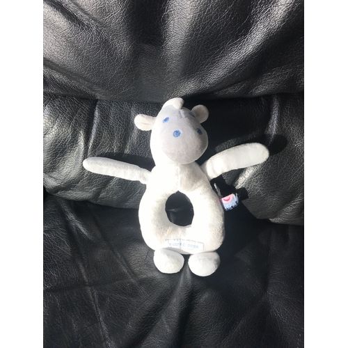 Doudou Ane Bleu Blanc Rond Sucre D'orge 20cm