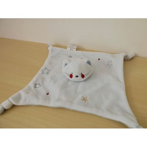 Doudou Ours Chat Bleu Rouge Étoiles Absorba