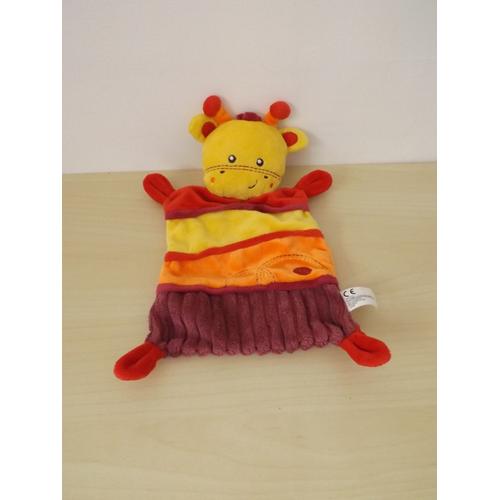 Doudou Girafe Orange Rouge Jaune Nicotoy